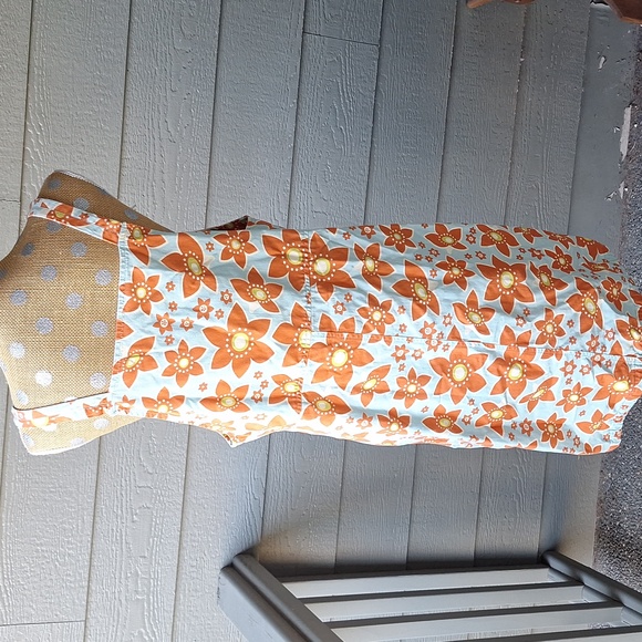 Vintage 70s Floral Cotton Overall Hippie Dress Whimsical Colorful L/XL - Picture 7 of 11